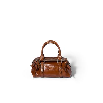 Miu Miu Shiny Leather Handbag, Woman, Palisander