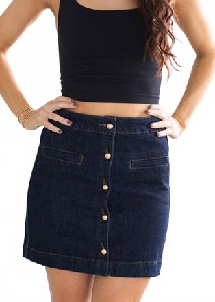 Habitual Studded Denim Mini Skirt In Dark Blue