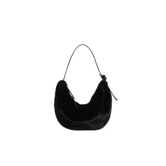 Generic Compatible For Womens Faux Furs Handbag Comfortable Fuzzy Shoulder Crossbody Purse(Black B)