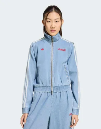 adidas Originals Firebird Reg - Top sportivo in denim chiaro-Blu