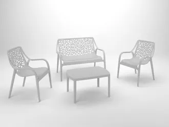 OEM Set Da Giardino honolulu In Polipropilene Grigio 1 Divano, 2 Poltrone E 1 Tavolino