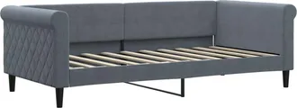 vidaXL Letto Da Giorno Grigio Scuro 90x190 Cm In Velluto - Vidaxl