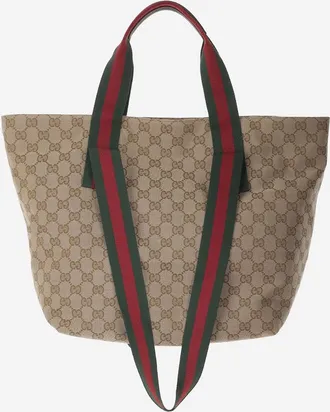 Gucci Mens Shopping Bag Gg Canvas Beige Polyester Shoulder