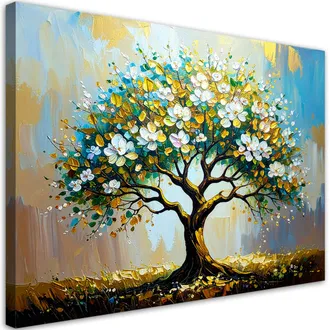 Artgeist Artgeist - Quadro Su Tela, Albero Della Vita Verde E Dorato - 120x80