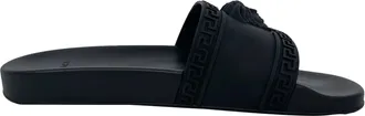 Versace Medusa Pool Slides in Black Rubber