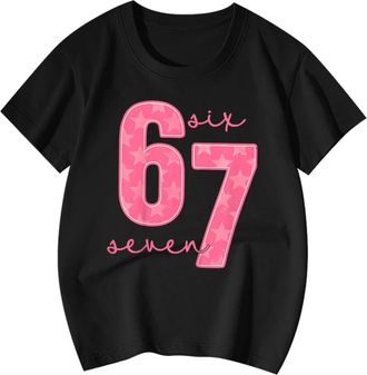 Generic 67 Shirt Kids 67 Fun Meme Gen Alpha Slang T-Shirt for Boys and Girls Color Printing