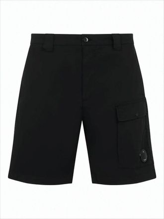 C.P. Company Tailored Black Shorts With Circular Lens Detail