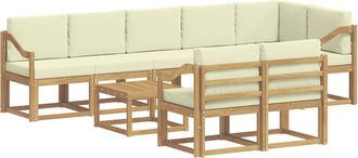 vidaXL Conjunto De Sof&aacute;s De Exterior 9 Uds. Blanco Y Crema Poli&eacute;ster Vidaxl