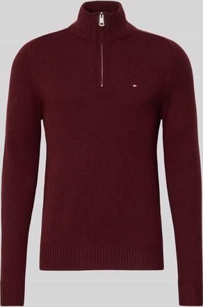 Tommy Hilfiger Regular Fit Troyer aus reiner Wolle in Bordeaux, Größe XXXL