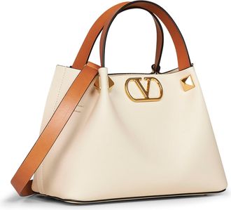 Valentino Garavani VLogo Calf Leather Shoulder Bag - Ivory