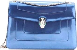 Bulgari Serpenti Forever Metallic Leather Medium shoulder bag - Blu