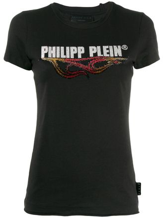 Philipp Plein embellished flame logo T-shirt - Black