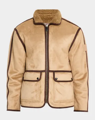 Scotch & Soda Men & apos;s Faux Shearling Full-Zip Jacket with Sleeve Label