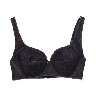 Givenchy Sleeveless Tops, female, Blue, Size: XS Bra Top in Raw Denim