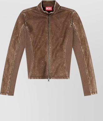 Diesel ribbed-knit biker jacket