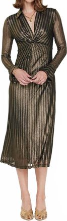 Current Air Metallic Striped Midi Dress In Black-Gold