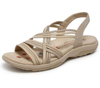 Skechers Womens Reggae Slim-Simply Stretch Sport Sandal, Natural/Taupe, 5