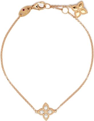 Roberto Coin Bracciale Princess Flower in oro rosa 18 carati con diamanti e rubino