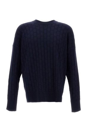 Plan C Checked Pattern Wool Sweater With Ribbed Crew Neck