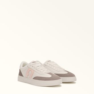 Furla Step Sneakers Off White Bianco Pelle Di Vitello Granata + Pelle Scamosciata + Vitello Liscio Donna