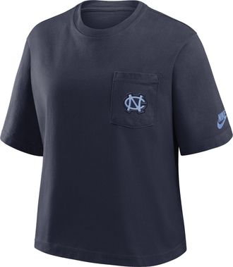 Nike North Carolina Legacy Pocket Boxy Nike Womens College T-Shirt in Blue | 11CM41SNCV-SYF