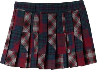 Miu Miu Mini-plooirok met patchwork - Rood