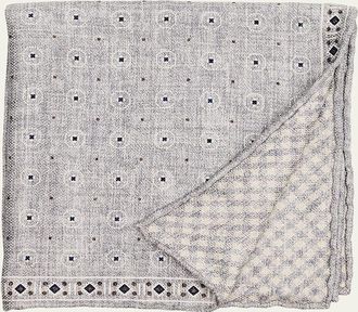 Brunello Cucinelli Mens Double-Face Geometric-Check Silk Pocket Square
