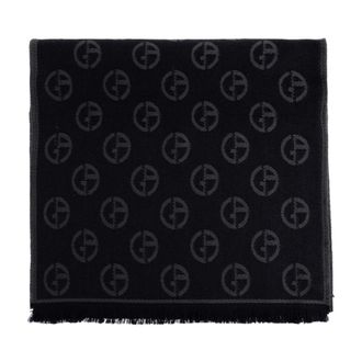 Giorgio Armani Sciarpa in lana con monogramma - - Accessories - Uomo - Blu - ONE SIZE