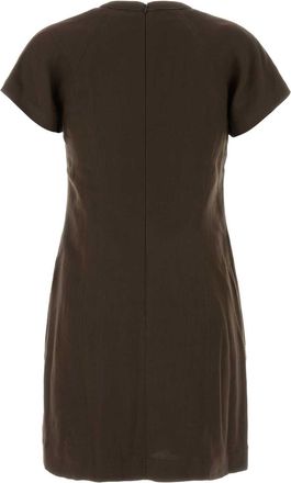 Brunello Cucinelli Womens Corto Dress Brown Viscose Linen
