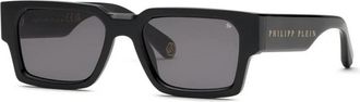 Philipp Plein Square Zonnebril - Heren - Zonnebrillen - Zwart - 54 MM - Accessoires