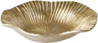 Beliani Bandeja Decorativa De Metal Dorado Accesorio Soporte Joyer&iacute;a Patr&oacute;n En Relieve Hatra