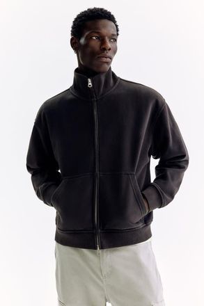 H&M Relaxed Fit Boxy-style Track Jacket in Black at Nordstrom, Size Xx-Large