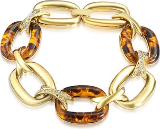 Lulu & Jane Womens Female Bracelet with Swarovski crystals Metal (Alloy) - Gold - One Size