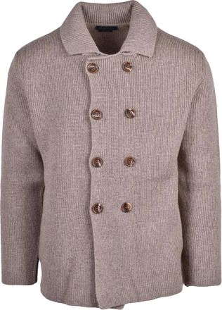 Daniele Fiesoli Taupe Merino Wool Double-Breasted Cardigan