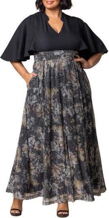 Kiyonna Avisa Flutter Sleeve Maxi Dress in Gilded Florals at Nordstrom Rack, Size 2X