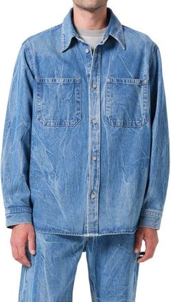 A Gold E Craven Denim Button-Up Shirt in Twist Medium Indigo C at Nordstrom, Size X-Large