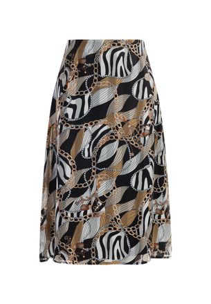Faina Midi-rok met all-over print Dames Zwart Veelkleurig
