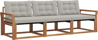 vidaXL Conjunto De Sof&aacute;s De Exterior 3 Uds. Gris Natural Y Claro Vidaxl