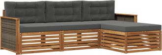 vidaXL Conjunto De Sof&aacute;s De Exterior 4 Uds. Natural Y Antracita Vidaxl