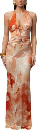 JLUXLABEL Floral Blossom Print Maxi Dress in Orange at Nordstrom, Size Medium