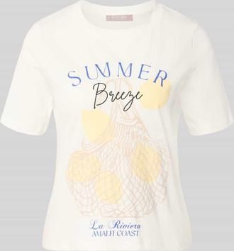 Christian Berg T-Shirt mit Motiv-Print und Rundhalsausschnitt in Ecru, Gr&ouml;&szlig;e 36