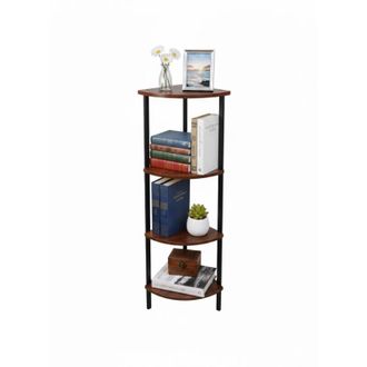 Relaxdays Relaxdays corner shelf HxWxD 125x44.5x31.5 cm, 4 shelves, freestanding living room shelf, MDF & metal, natural/white