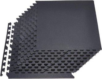 OEM Esterilla Puzzle 12 Piezas De 610 X 610 X 14 Mm, Suelo Gimnasio De Goma Eva, Colchoneta De Ejercicios Alta Densidad Color Negro Antideslizante Antirui