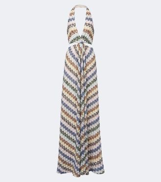 Missoni Zigzag cutout lam&eacute; maxi dress