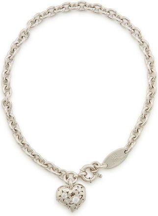 Vivienne Westwood Lee Crystal-embellished Heart-pendant Necklace - Silver - One Size