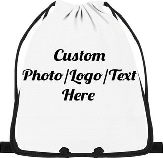 Generic Personalized Drawstring bag Backpacks gym backpack for men custom logo custom bags with logo cinch bags 42cmx49cm (White, 1 Bag)