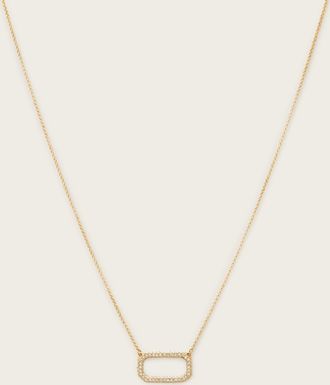 AllSaints Brass Tia Crystal Pave Necklace, Size: One Size