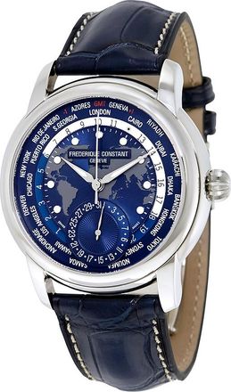 Frederique Constant Pre-owned Frederique Constant Worldtimer World Time GMT Automatic Blue Dial Mens Watch FC-718NWM4H6