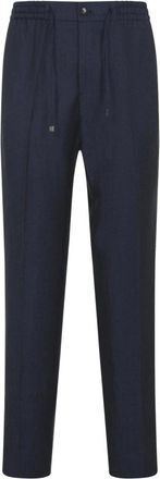 Etro Wollen joggingbroek van linnen - Heren - Slim Fit Broeken - Blauw - M - Wol - Broeken