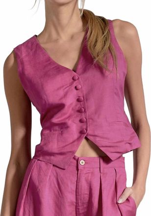 Elan Button Up Vest In Pink